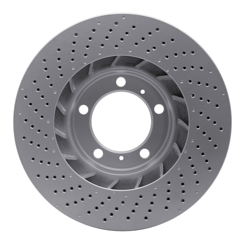 Porsche 718 Cayman Brake Rotor (1) - Right Front - R1 Concepts - GEOSPEC Coated, Drilled - `09-`23